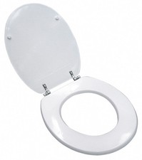 SEDILE COPRI WC VASO UNIVERSALE IN LEGNO BIANCO TAVOLETTA WATER ASSE 44X37CM