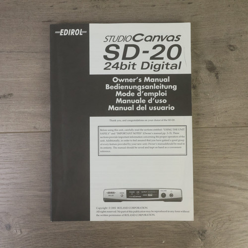Edirol studio canvas - sd-20,