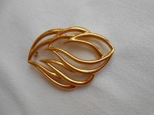 SPILLA firmata MONET metallo dorato liscio placcato