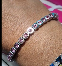 Bracciale OpsObjects, Cubi In Acciaio con Cristalli Rosa