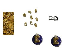 1 Pz COPRIBOTTONI 1 INIZIALE 1strass COL. oro smalto viola X COPPIA COMPRA 2