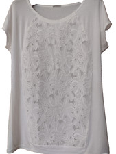 Intimissimi maglia di cotone e pizzo bianca Tg. M ricamata T-shirt senza maniche
