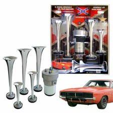 TROMBE PNEUMATICHE MUSICALI GENERALE LEE - HAZZARD IN PLASTICA CROMATA CLACSON 