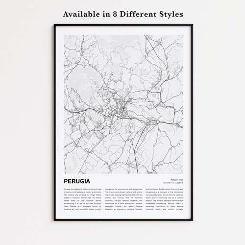 Stampa mappa città - mappa, perugia