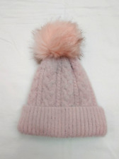 CAPPELLO BAMBINA invernale con interno in pelliccia e pon pon rosa Tg 8 usato