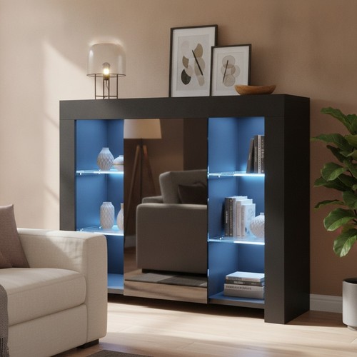 Credenza moderna nera - , luci