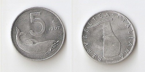 Italy lire 1967 high - 5,