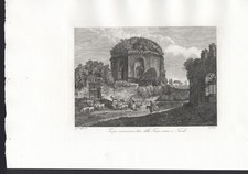 TIVOLI , TEMPIO DELLA TOSSE , di COTTAFAVI , grande incisione, 1843
