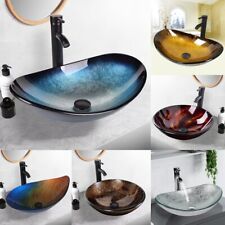 Lavabo da appoggio vetro vassoio lavabo set lavabo Ovale Rotondo Lavandino Lavel