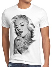 Tattoo Marilyn t-shirt uomo tatuata monroe punk rock inked bike usa gangster