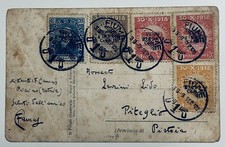 Regno Fiume 10+10+15+20 Cent +2 Lire 1920 Cartolina Pisino X Italia Piteglio R