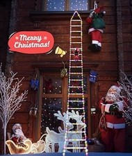 Babbo Natale su scala luminosa a LED per decorazioni natalizia luce BIANCA