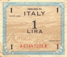 Italy  1  Lira  Series of 1943