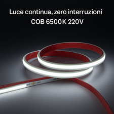 Striscia Led COB 220V 10metri Luce Fredda 6500K/8mm Alta Luminosità Per Interni