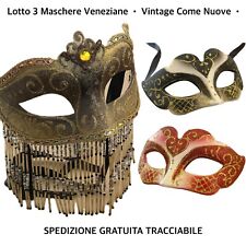 Lotto Collezione 3 MASCHERE Veneziane Carnevale Festa • Originali