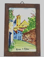 Mattonella in ceramica Assisi Cattedrale di San Rufino dipinta a mano cornice