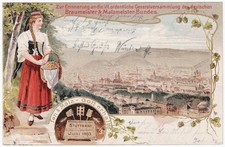 vecchia cartolina litografica Stoccarda, assemblea generale del mastro birraio federale, gel. 1903