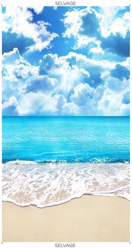 Sandy sunny beach ocean - ocean, fabric