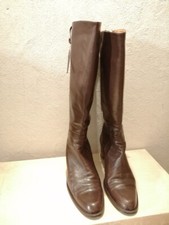Stivali alti donna vera pelle Made in Italy artigianali marrone 42 pianta larga