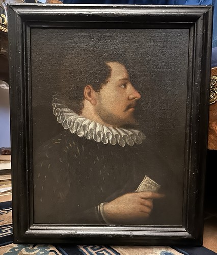 Antico ritratto olio tela - su,