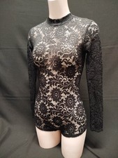 Tutina body FIORI in pizzo semitrasparente manica lunga S/M TUTTONUDO