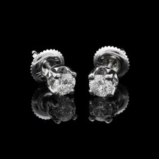 ORECCHINI PUNTO LUCE ORO BIANCO 14 KT BRILLANTI 0.46 CT NATURALI CERTIFICATO