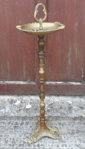 Vintage brass turned wood - vintage,