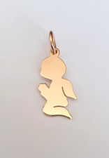 Ciondolo Angelo che prega oro 18k Angioletto pendente gioiello donna 750