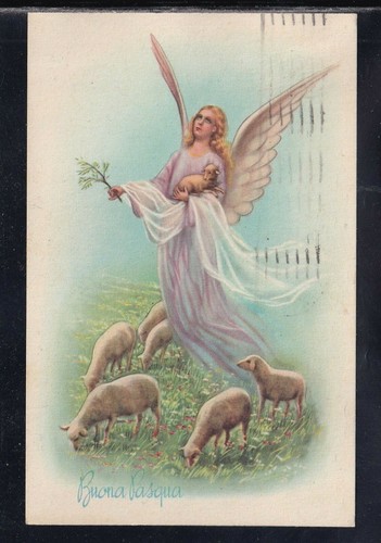 Cartolina buona pasqua angelo - buona,