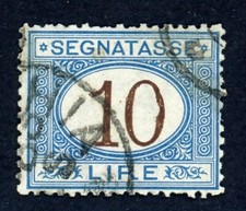 Regno - 1874 - Segnatasse - 10 lire (Sassone 14) - usato - ottimamente centrato