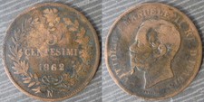 ITALY  #  5 centesimi 1862 " N