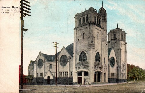 Postcard first church - postcard, e.