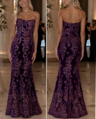 Abito sirena viola ricamato - sirena,