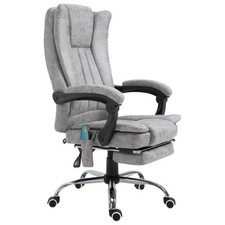 Vinsetto Sedia da Ufficio Massaggiante Reclinabile con Poggiapiedi e Riscaldata