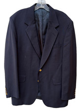 Nordstrom Bozzalla & Lesna Blazer Uomo 42 Lungo Blu Navy 100% Lana Made in USA