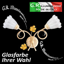 APPLIQUE IN FERRO BATTUTO 2 L. AVORIO E ORO LAMPADARIO DA PARETE CUCINA Autunno