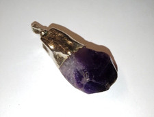 Grande Pendente In Argento Con Ametista Grezza, Periodo Brutalista