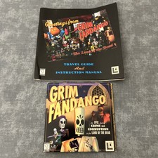 Grim Fandango (LucasArts, 1998, PC CD-ROM) custodia in cartone con guida di viaggio