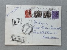 A) Intero postale Repubblica Siracusana Michelangiolesca raccomandato 1963