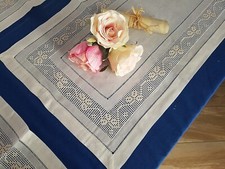 Set 6 centrini in puro lino con ricamo sfilato a mano Ecru'