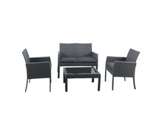 Set da giardino in rattan Caos - grigio - con cuscini inclusi