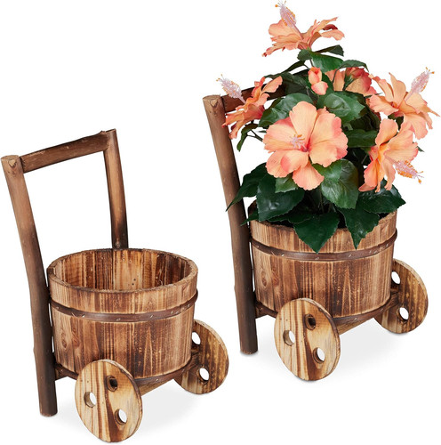 Carriole portafiori legno - portafiori,