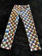 Jeans uomo vintage, Versace Jeans Couture, fantasia quadri, taglia 33, bianco e nero