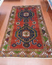SPETTACOLARE TAPPETO KAZAK CAUCASICO ANTICO ANNODATO A MANO  258 × 154 CM 