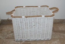 Cesto contenitore porta legna portalegna vimini bianco Misure 40x30x h.30 cm