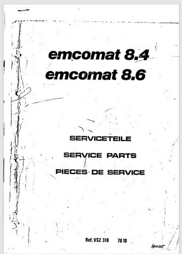 Manuale ricambi tornio emcomat - tornio,