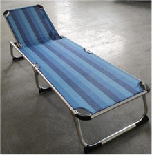 Amicasa Lettino Prendisole Mare Giardino Alluminio Pieghevole Riga Blu - Lett 9