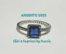 Anello Pandora eterna eleganza pietra blu ARGENTO S925 ALE mis 58/18.5