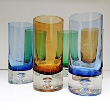 Set italiano bicchieri cristallo multicolore Murano anni 70 stile Venini vetro vintage