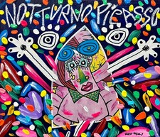 BRUNO DONZELLI - NOTTURNO PICASSO - DIPINTO 30x35 (OPERA INCORNICIATA)